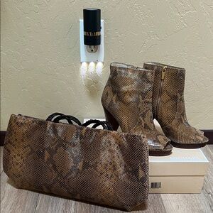 Michael Kors Brown Snakeskin Boots and Falor Clutch
